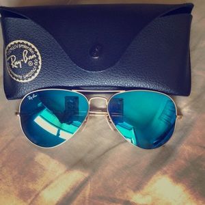 Ray-Ban blue metallic aviator sunglasses